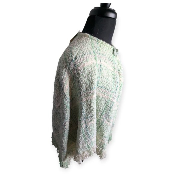 Boyne Valley Weavers Handcrafted in Ireland Chic Plaid Wool Poncho w/ Fringe NWT - Picture 7 of 11